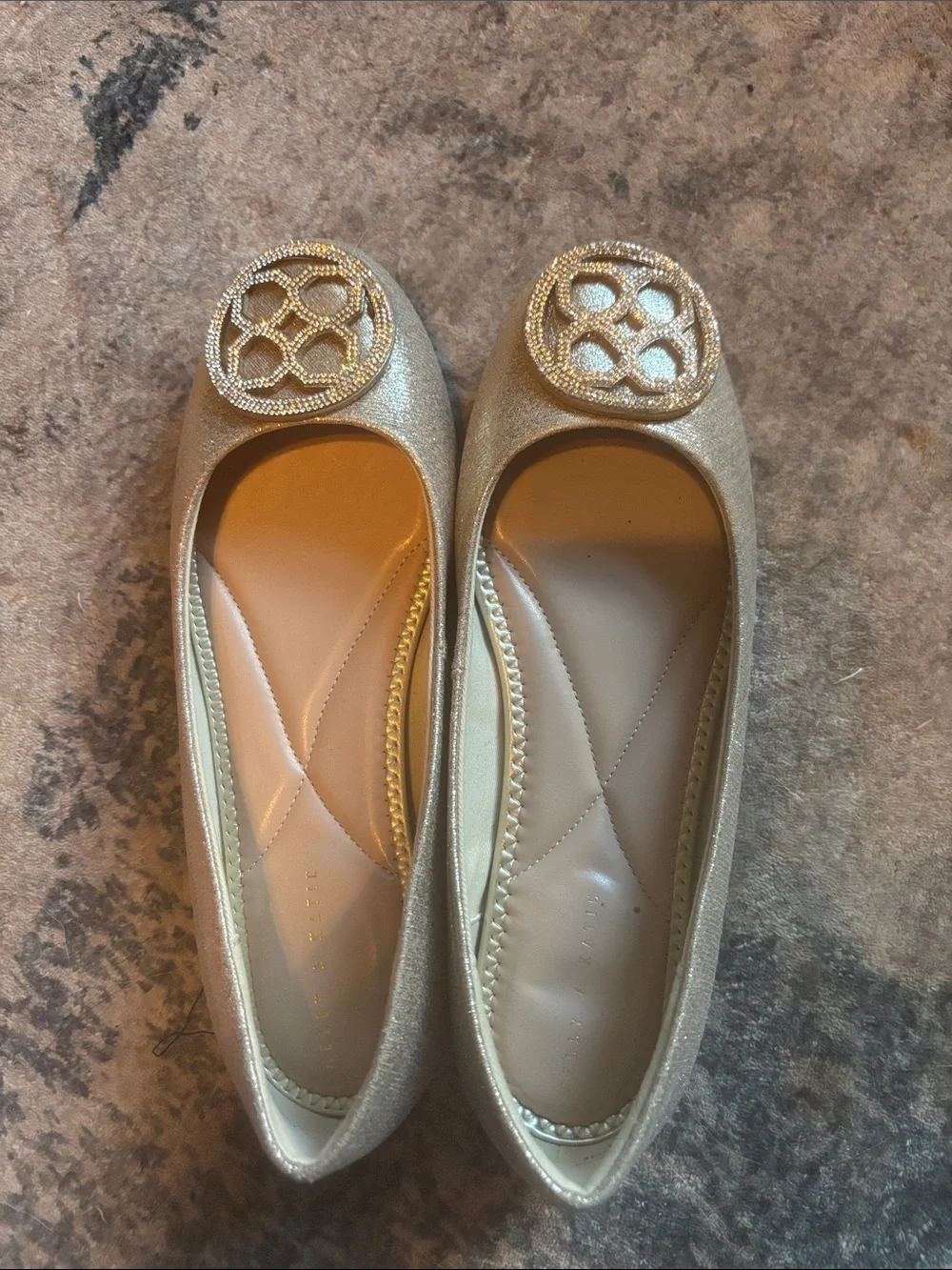 Gold Embellished Women's Ballet Flats